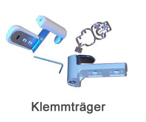 Klemmträger für Fenster auf weißem Hintergrund
