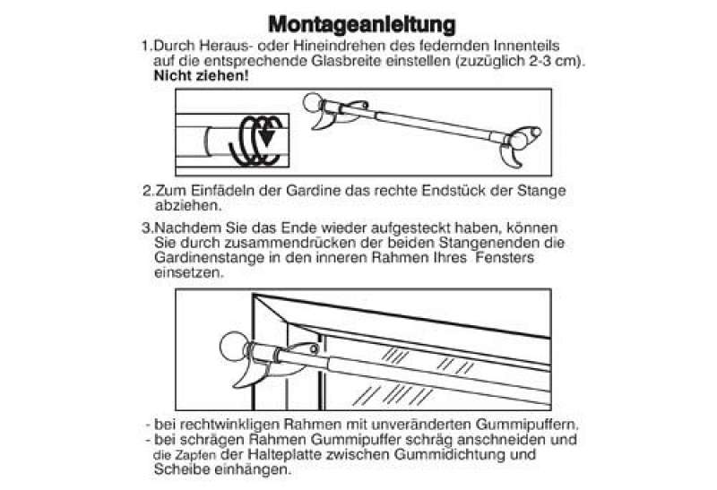 Prestostange Klemmstange Scheibenstange
