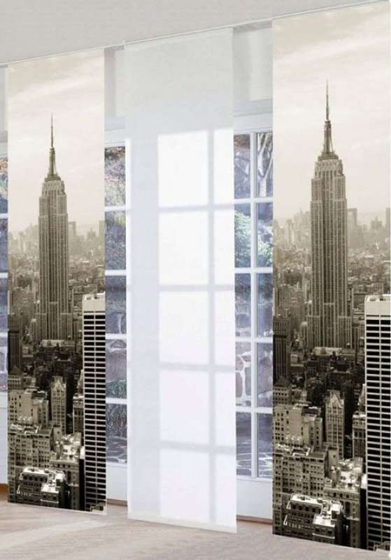 Schiebevorhang mit Fotodruck Skyline New York sepia